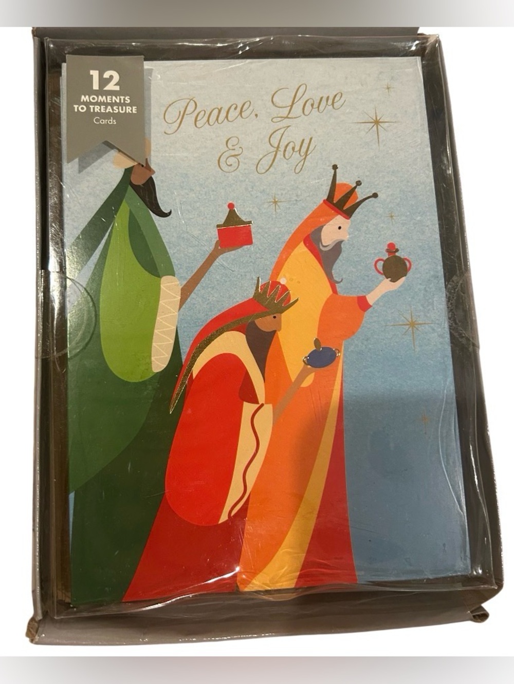 Peace, Love & Joy Holiday Card Set - Blue & Multicolor